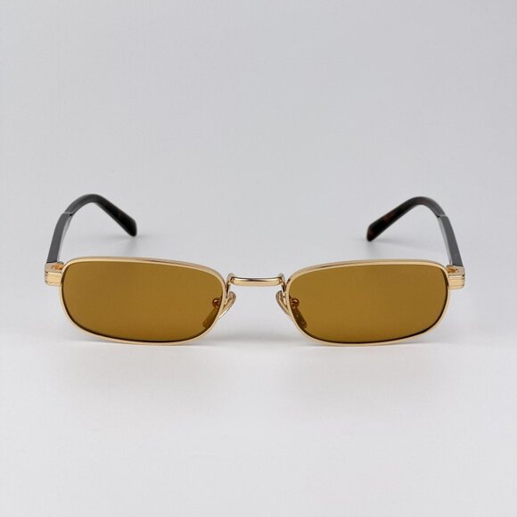 Prada PRB54S Sunglasses – Gold Rectangle Metal Frame Honey Lenses | Model 5AK50P - Picture 1 of 11